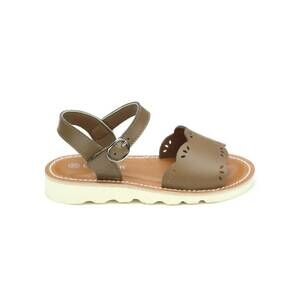 NEW L'AMOUR girl's ella scalloped sandal - toddler in mocha
